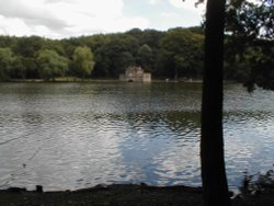 The old boat house again on Newmillerdam, West Yorkshire. Wallpaper