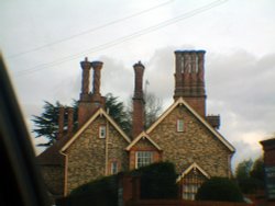 Interesting Building with unique brickwork in chimineys. Near Dorking and Shere, Surrey Wallpaper