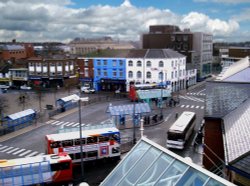 Grimsby town centre bus station taken from fresney place shopping centre car park Wallpaper