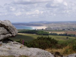 Hayle Towans in Cornwall, from Trencrom Hill. Wallpaper