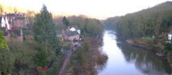 View of the river from the bridge at Ironbridge, Shropshire. October 2005 Wallpaper