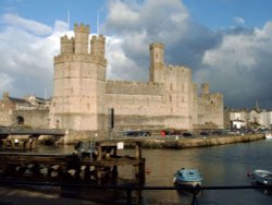 Caernarfon Harbour and Castle Wallpaper