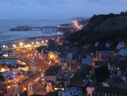 Hastings, East Sussex, in the evening