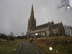 Reflection on First Snowfall at Saint Peter's Church, Belmont Village, Lancashire, 03/03/06 Wallpaper