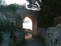 Historic arch below Rufus Castle overlooking Church Ope Cove, Portland, Dorset Wallpaper