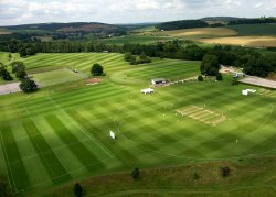 The playing fields of Bryanston School taken from a model helicopter. Wallpaper