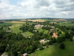 Bryanston, Dorset. Bryanston School buildings and surrounding area - taken from a model helicopter. Wallpaper