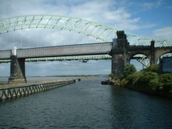 Approaching bridges on the Manchester ship canal Wallpaper