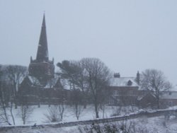 St George's Church, Millom, Cumbria. Snow still falling. Wallpaper