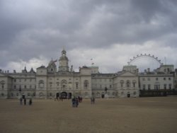 Horse Guards with London Eye behind, London, England Wallpaper