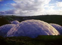 Biodomes of the Eden project in evening light. Wallpaper