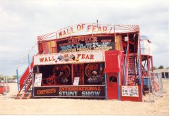 Wall of fear on Skegness Pier Playing Field. Wallpaper