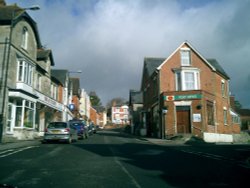 The view from the Square up the highstreet in Tisbury