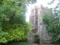 Remains of the abbey in Cerne Abbas, Dorset. The Abbot's porch Wallpaper