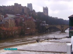 View of Durham Castle and Cathedral from across the river Wear Wallpaper