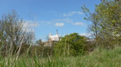 Worms eye view of Royal Observatory Greenwich. Wallpaper