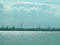 Fawley Refinery viewed from Hamble, Southampton Wallpaper