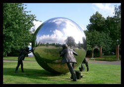 Sculpture in Kings hill, its called 'a different ball game' Wallpaper