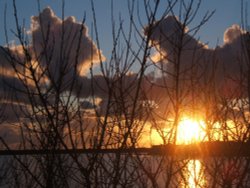 Sunset at Hodbarrow reserve near Millom, former iron working area. Cumbria Wallpaper