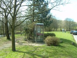 Dunsop Bridge, Lancashire. The phone box that marks the centre of the British Isles. Wallpaper