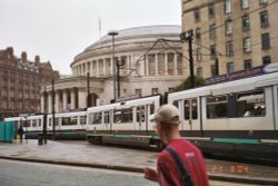 The Metrolink passing by Central Library Wallpaper