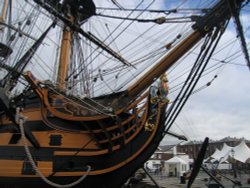 HMS Victory at Portsmouth's Historic Dockyard Wallpaper