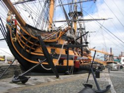 HMS Victory at Portsmouth's Historic Dockyard Wallpaper