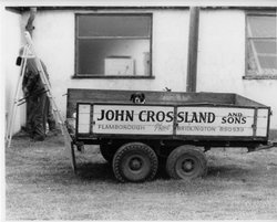 dog in trailer at Flamborough, East Yorkshire