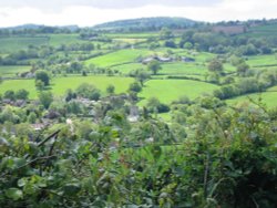 looking down on the pretty village of Dalwood, Devon. Wallpaper