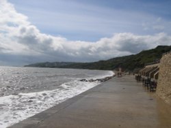 Lyme Regis in the distance. Charmouth, Dorset Wallpaper