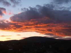 Colourful sunset at Millom, silhouette of Black Combe. Wallpaper