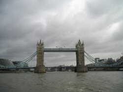 Tower Bridge, London taken from the river cruise boat.  March 2006 Wallpaper