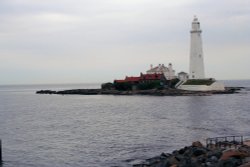 St Marys Lighthouse on the coast above Whitley bay in Northumberland Wallpaper