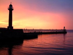 Whitby Harbour at dusk Wallpaper