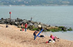 Fishing off Milford Beach, Milford on Sea, Hampshire Wallpaper