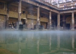 Steam rising from the roman bath Wallpaper