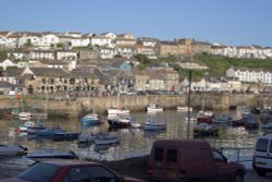 Porthleven Harbour on a summers Evening in June. Wallpaper