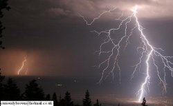 lightning bolts on the Bristol Channel between Portishead and Clevedon UK