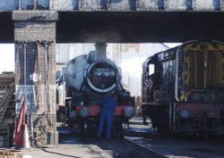 A locomotive being prepared for a run on the Great Central Railway at Loughborough, Leicestershire. Wallpaper