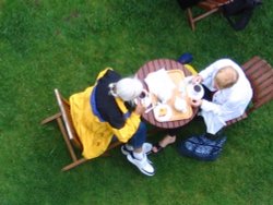 Tea on the lawn of University Church of St Mary the Virgin Wallpaper