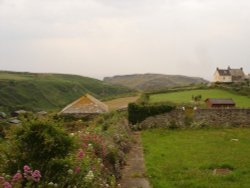 King Arthur's Castle, as viewed from the Cream Tea Room's, Tintagel, Cornwall. Wallpaper