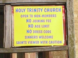 Notice board of Holy Trinity Church, Blackpool, taken August 2005 Wallpaper