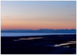 Cleveleys, Lancashire. View across Cleveleys Beach to the Lake District (Night Shot). Wallpaper