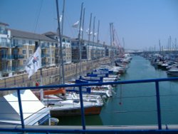 view from the foot bridge crossing Brighton Marina Wallpaper