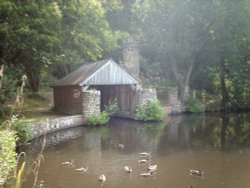 the old boathouse in Buchan park, Crawley, Sussex.