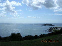 Looe Island in Cornwall at dusk Wallpaper