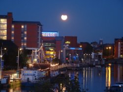 Brayford Pool, Lincoln, during a partial eclipse of the moon. Wallpaper