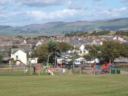 Overlooking Millom from the park.  Duddon estuary and Furness hills in the background. Cumbria Wallpaper