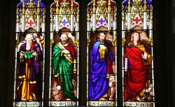 Victorian stained glass windows, St Helen's Church, Abingdon, Oxfordshire.