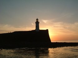 Whitehaven West Pier at sunset September 2006 Wallpaper